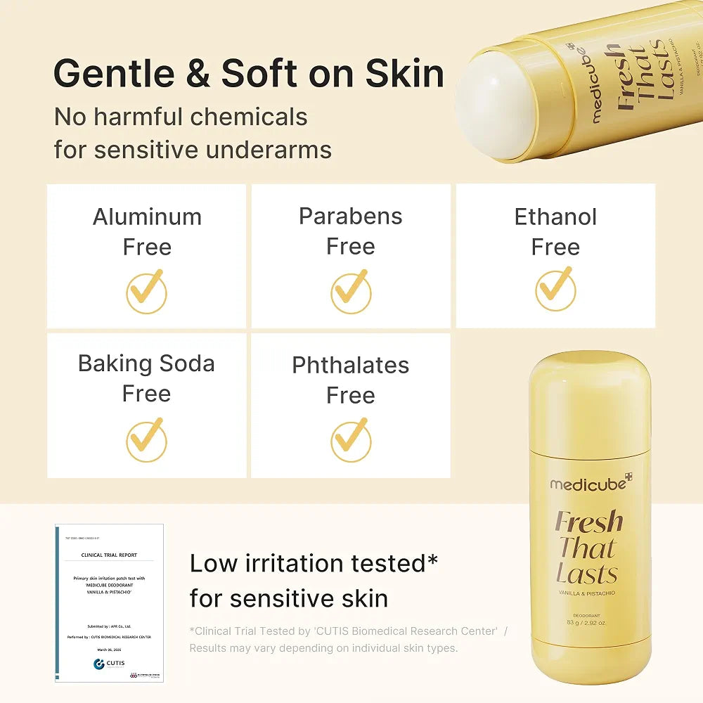 MEDICUBE DEODORANT FRESH THAT LASTS VANILLA & PISTACHIO 83G