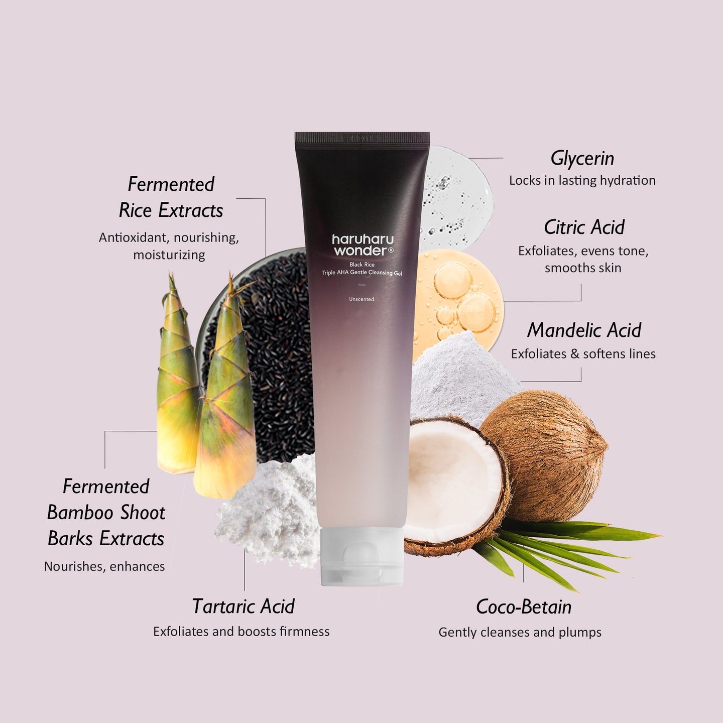HARUHARU WONDER BLACK RICE TRIPLE AHA GENTLE CLEANSING GEL 100ML