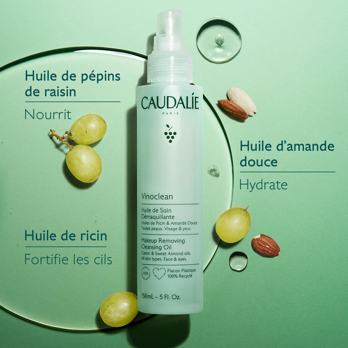 CAUDALIE VINOCLEAN HUILE DE SOIN DÉMAQUILLANTE 150ML