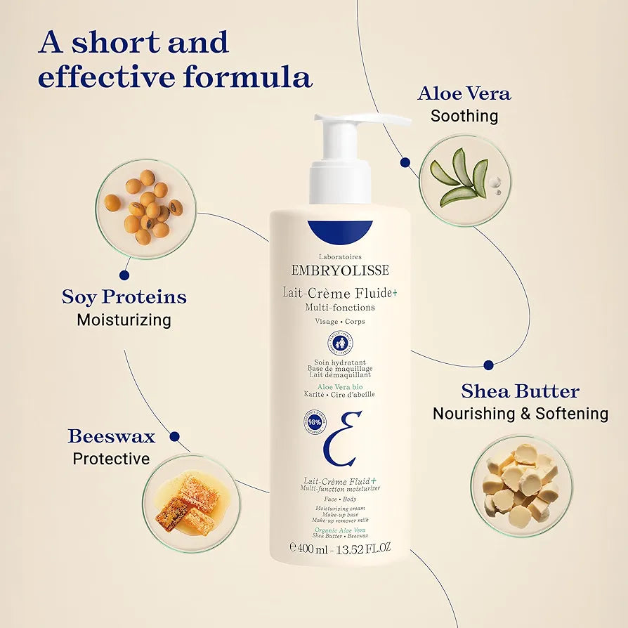 EMBRYOLISSE LAIT CRÈME FLUIDE+ MULTI-FONCTIONS VISAGE ET CORP 400ML