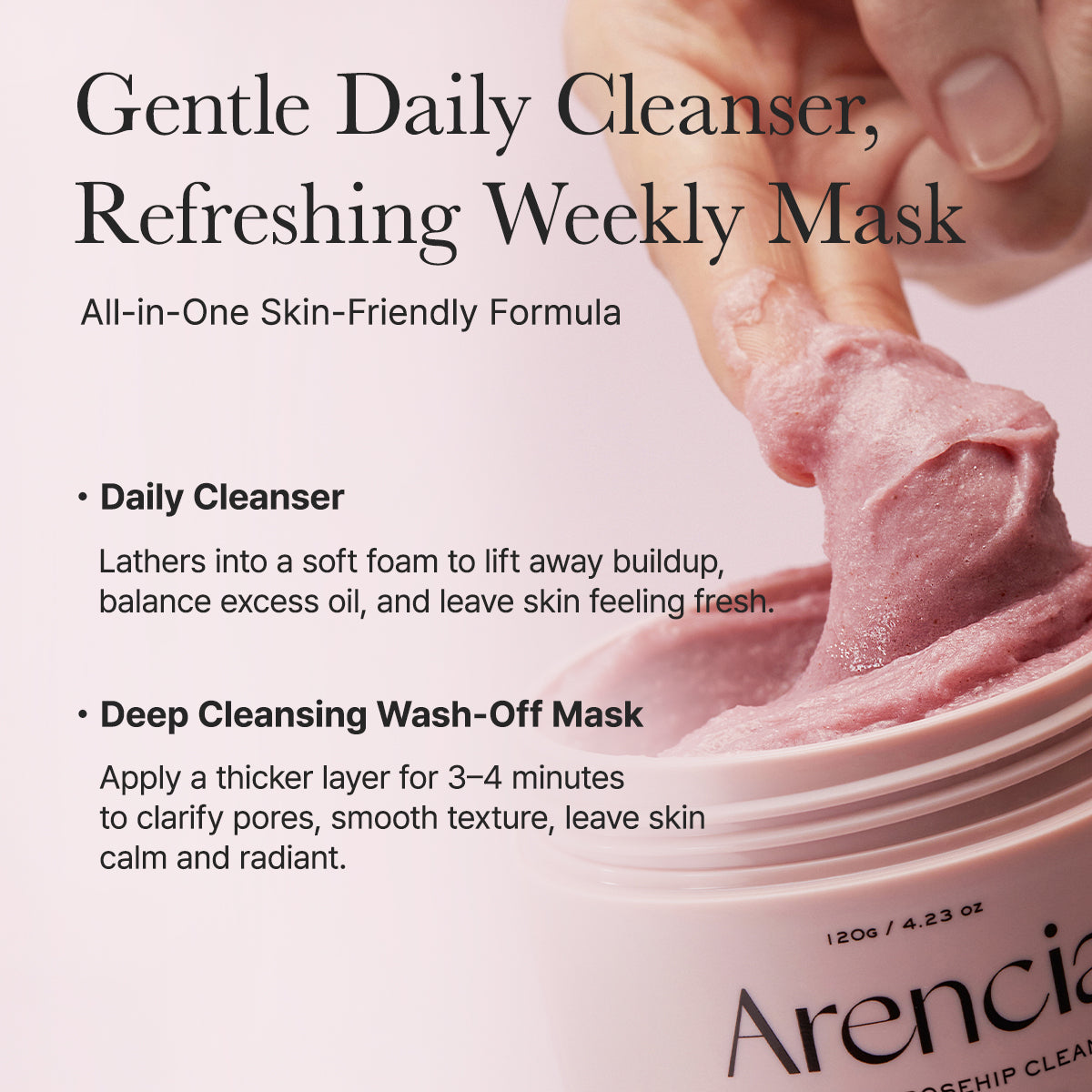 ARENCIA FRESH ROSEHIP RICE MOCHI CLEANSER (NEW) 120G