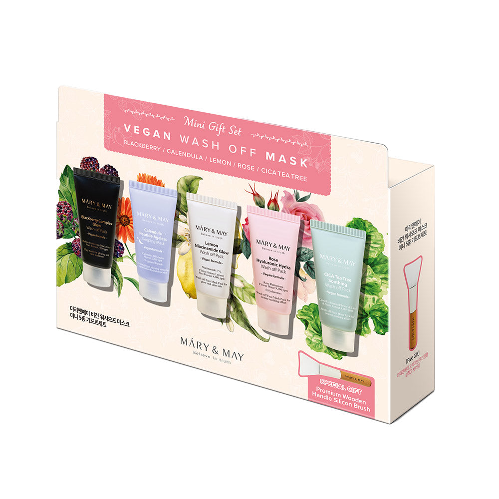 MÁRY & MAY MINI GIFT SET VEGAN WASH OFF MASK 5 MASKS