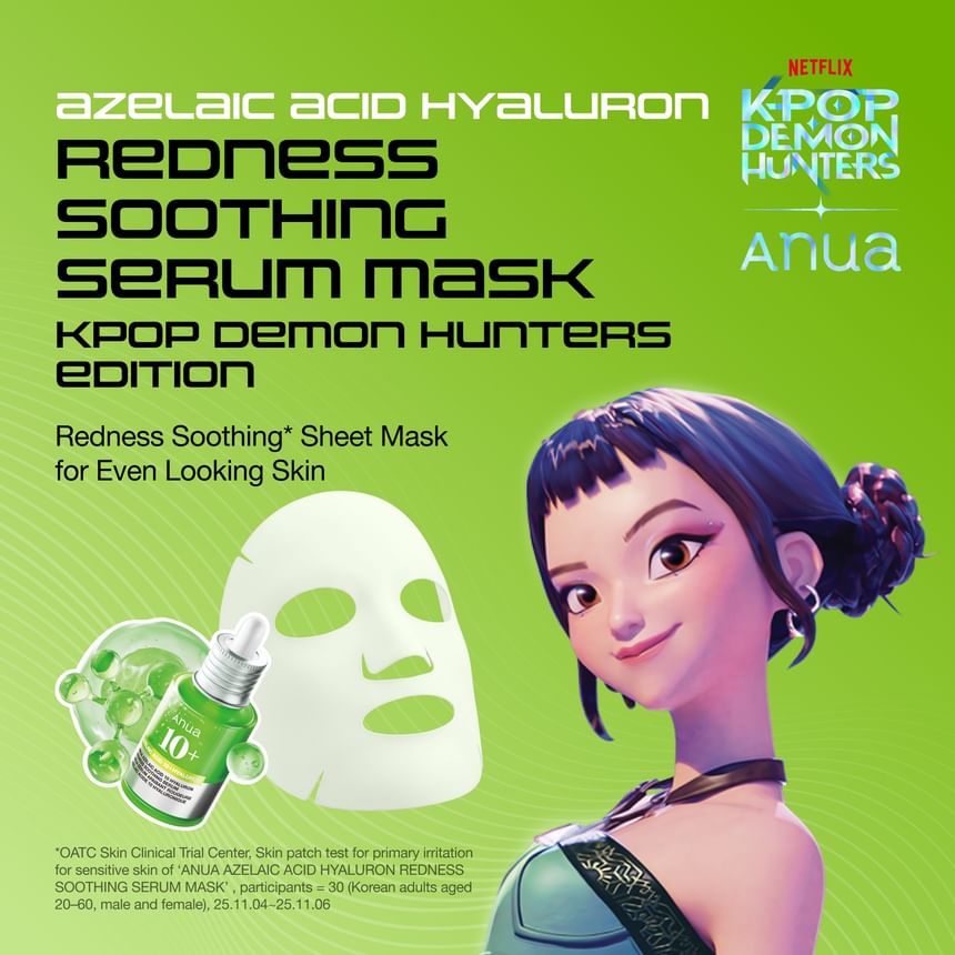 ANUA × KPOP DEMON HUNTERS  AZELAIC ACID HYALURON REDNESS SOOTHING SERUM MASK 23ML