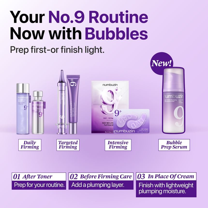 NUMBUZIN 9 NAD+PDRN PLUMPING GLOW BUBBLE MASK 85ML