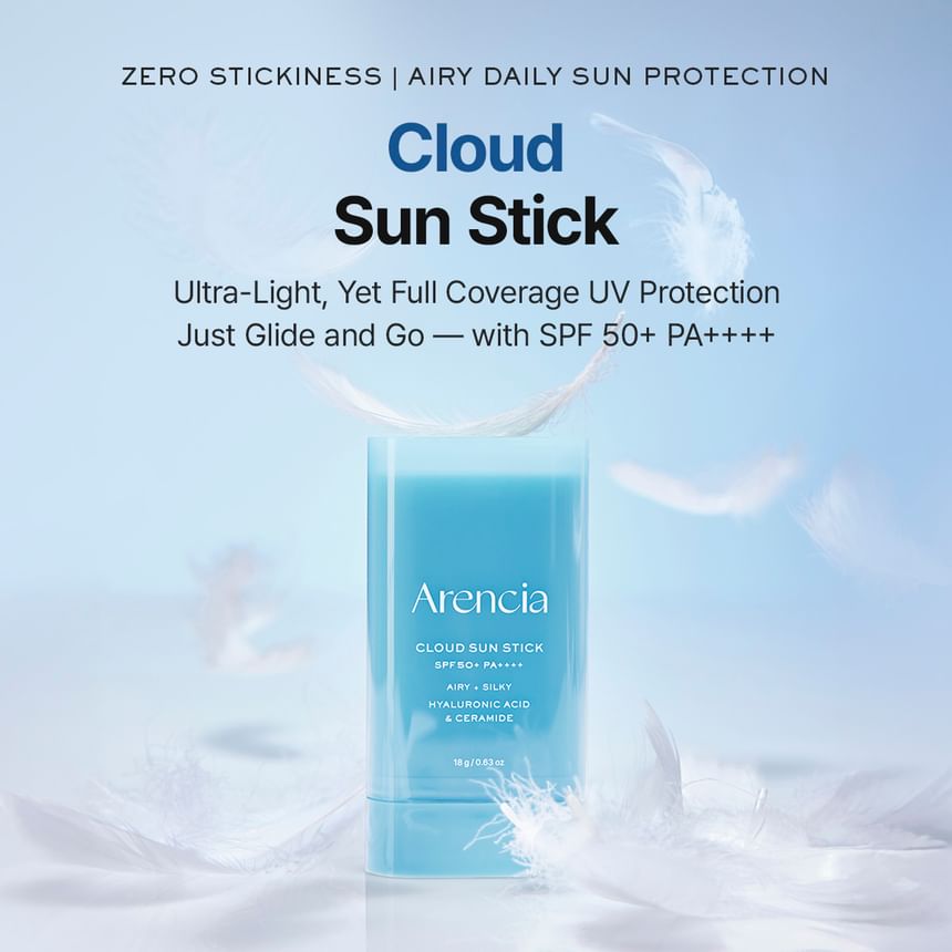 ARENCIA CLOUD SUN STICK SPF 50+ PA++++ AIRY+ SILKY HYALURONIC ACID & CERAMIDE 18G