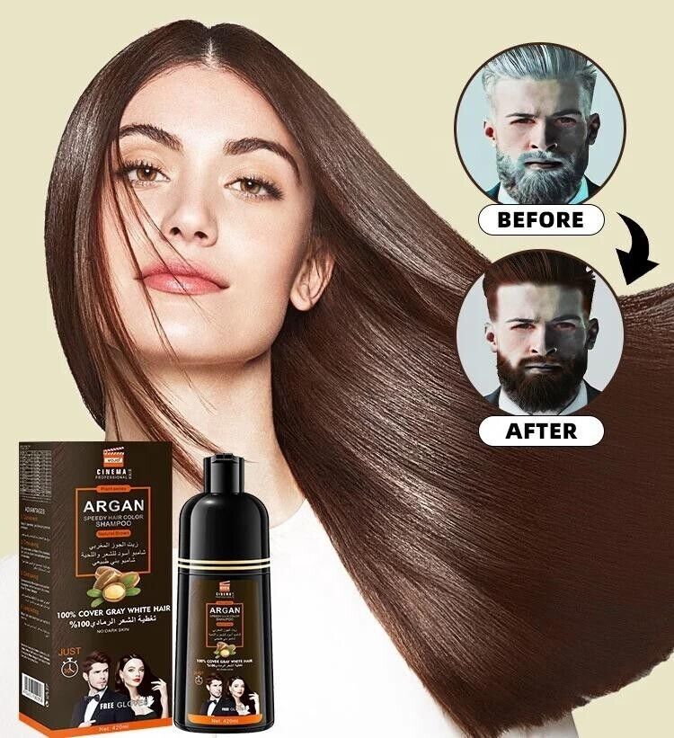 SHAMPOOING COLORANT NATUREL MARRON CLAIR  - FAST - À L’HUILE D’ARGAN - 400ML