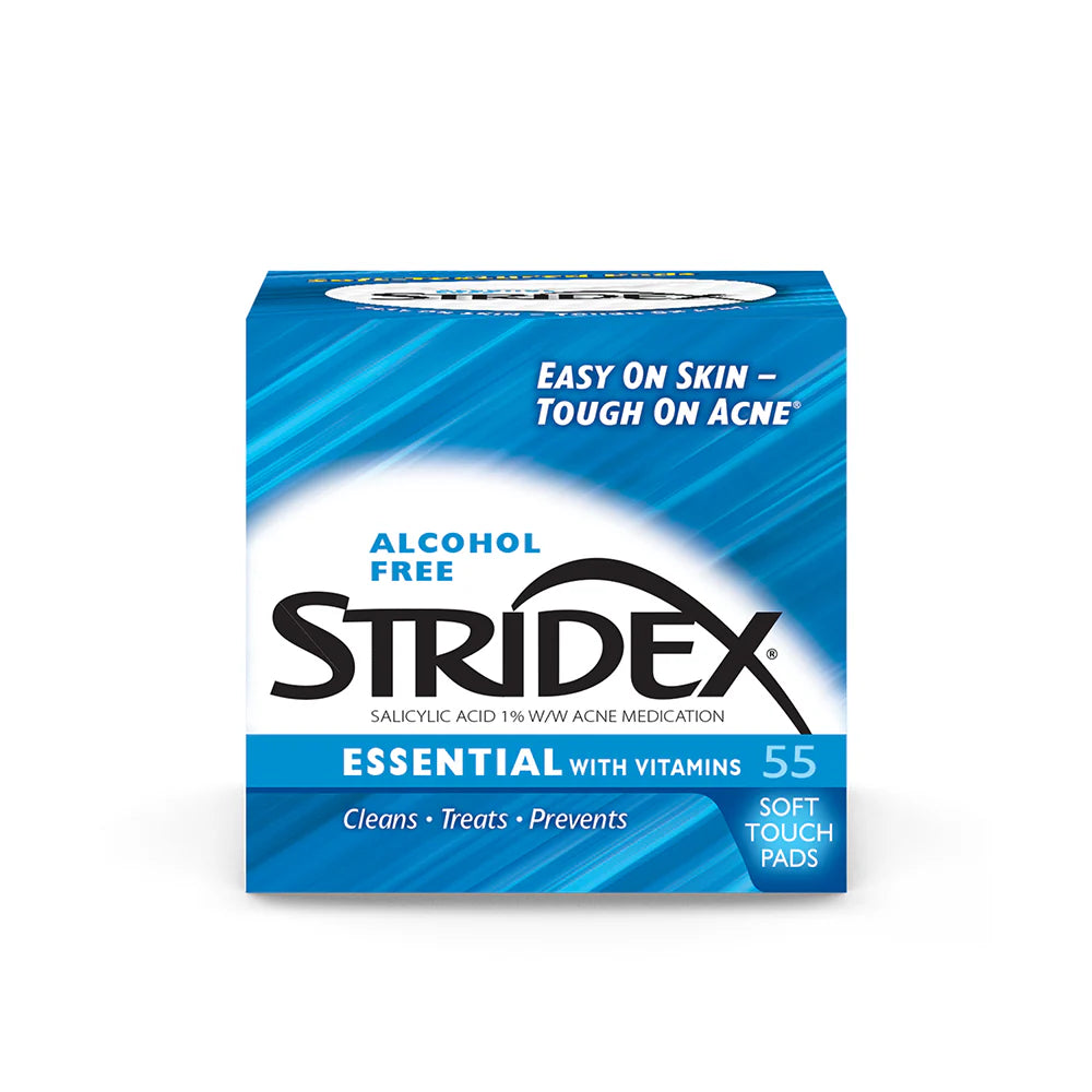 STRIDEX ESSENTIAL WITH VITAMINS ALCOHOL FREE 55 SOFT TOUCH PADS