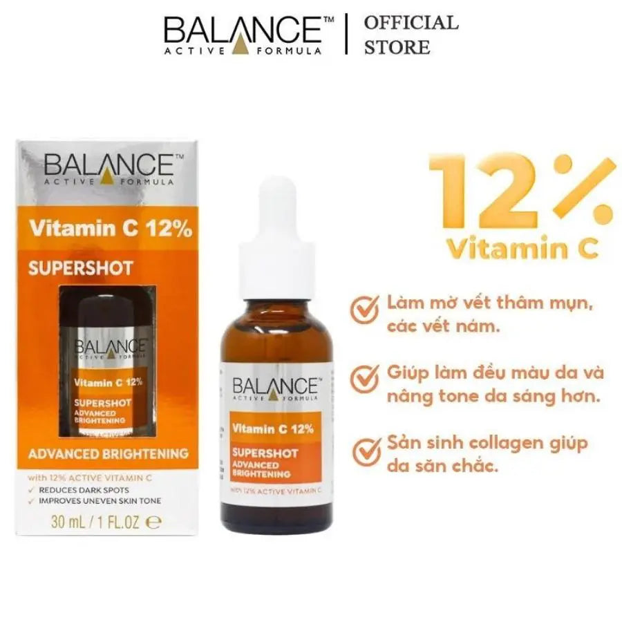 BALANCE ACTIVE FORMULA VITAMIN C 12% SUPERSHOT ADVANCED BRIGHTENING SERUM 30ML